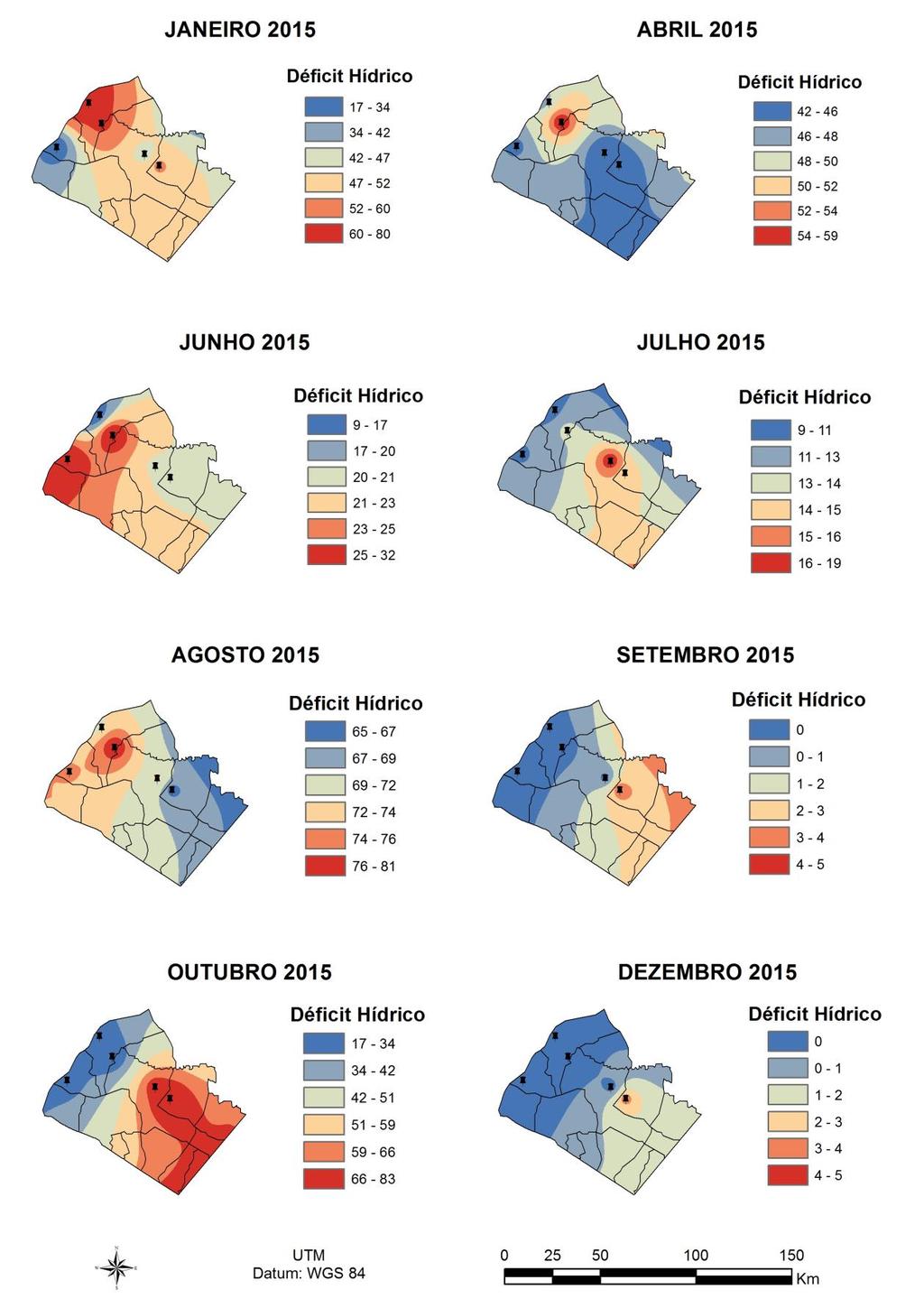 Figura 3 Mapas do déficit hídrico