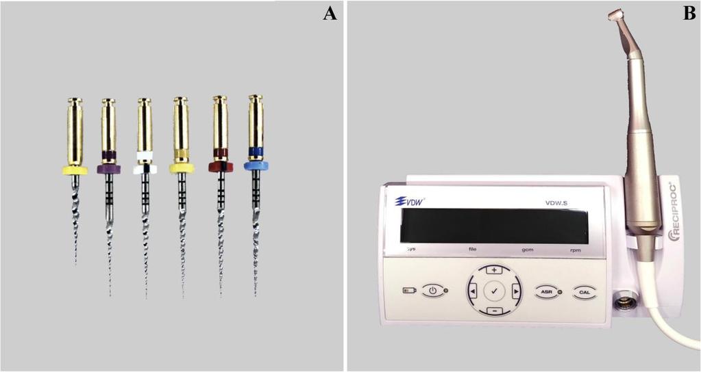 22 22 Figura 3. Instrumentos de NiTi (A) e motor elétrico (B) utilizados no preparo biomecânico. Fonte: Autor.