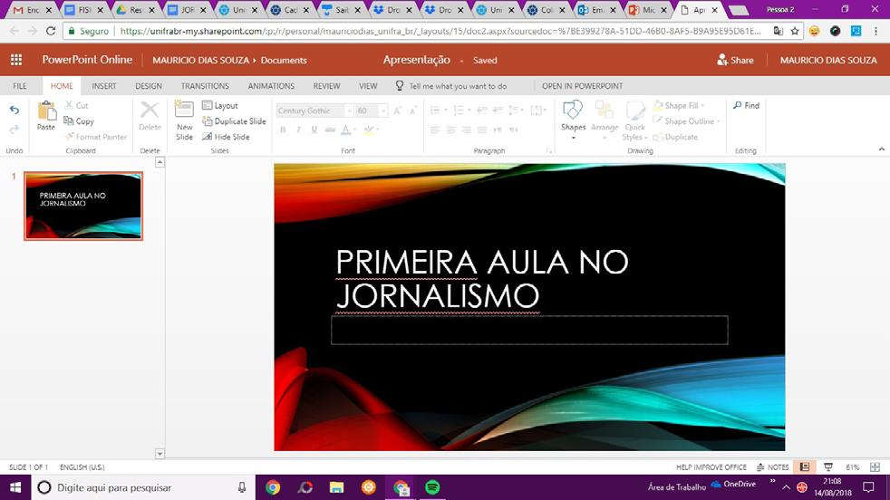 Confira na tela a seguir as principais ferramentas disponíveis (área principal) e as possibilidades de configurações do drive (menu lateral à direita).