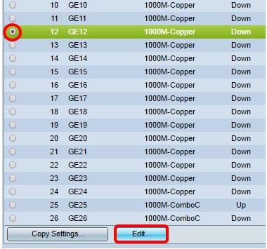 Etapa 7. O indicador das configurações de porta da edição aparecerá então.