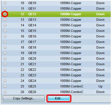 Etapa 20. Clique sobre a porta que você tem escolhido previamente e clique o botão Edit para ir para trás ao indicador das configurações de porta da edição. Etapa 21.