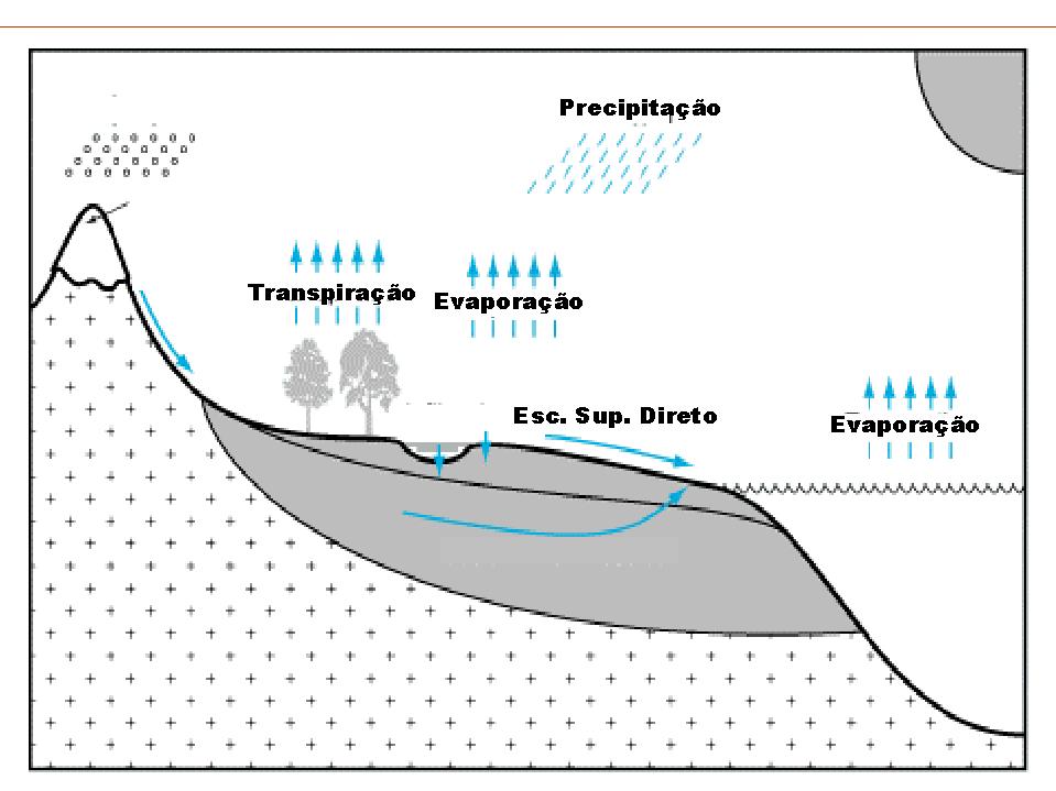 Todo o escoamento que aparece no curso d água é chamado de Escoamento Superficial As origens do Escoamento