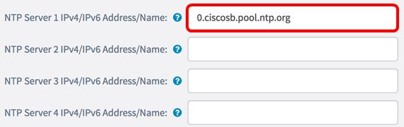 Nota: Neste exemplo, 0.ciscosb.pool.ntp.org é usado. Esta é a configuração padrão. Etapa 3. Escolha a zona de hora (fuso horário) para seu lugar da lista de drop-down.