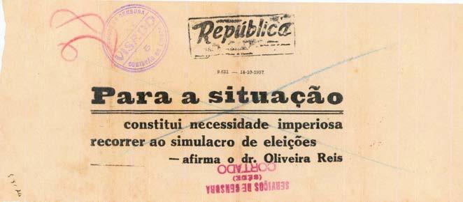 Lê o texto e sublinha, de entre as várias palavras com que o Ditador carateriza a CENSURA, aquelas duas que melhor traduzem a sua natureza, na tua opinião [ ] o jornal é o alimento espiritual do povo