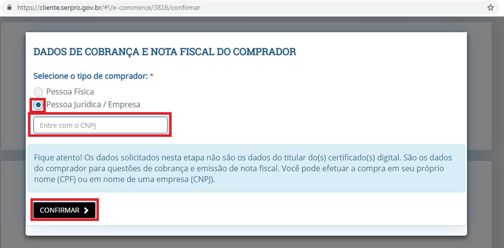 15. Selecione PESSOA JURÍDICA / EMPRESA, informe o CNPJ Credenciado e