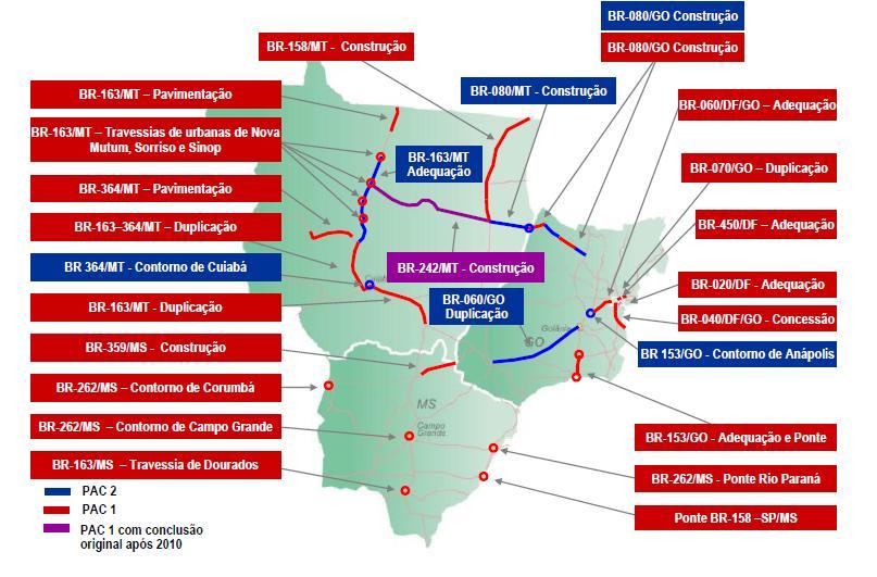 mato-grossense é para a cidade de Porto Velho, no qual segue posteriormente para as hidrovias do rio Madeira para os portos de