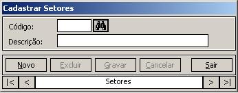 Código: é gerado pelo próprio sistema. Permite selecionar um setor já cadastrado ou será apresentado para um novo setor. Descrição: informe o nome do setor. Como fazer: 1.