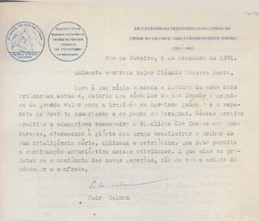 5 A carta acima difícil de ler uma cópia Xerox a reproduzo no seu conteúdo. Rio de Janeiro, 6 de dezembro de 1971.