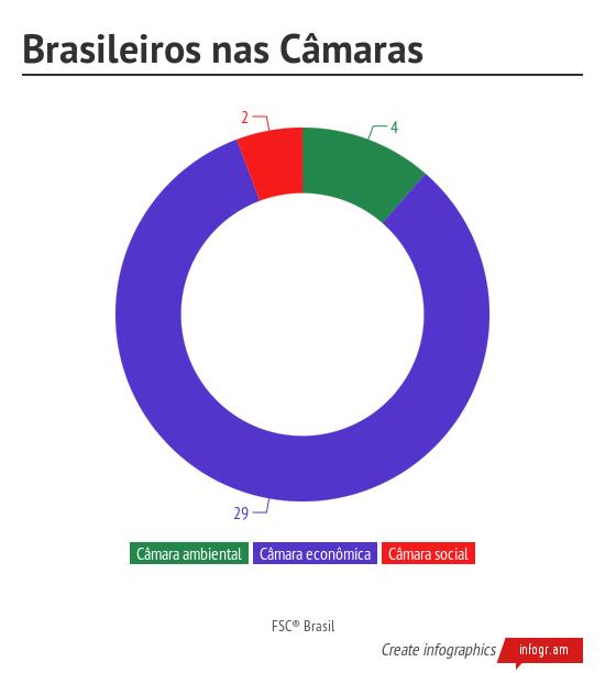 - Participação brasileira Representando o Brasil, 43 pessoas de todas as câmaras estiveram presentes na Assembleia, distribuídas numericamente conforme figura a seguir.