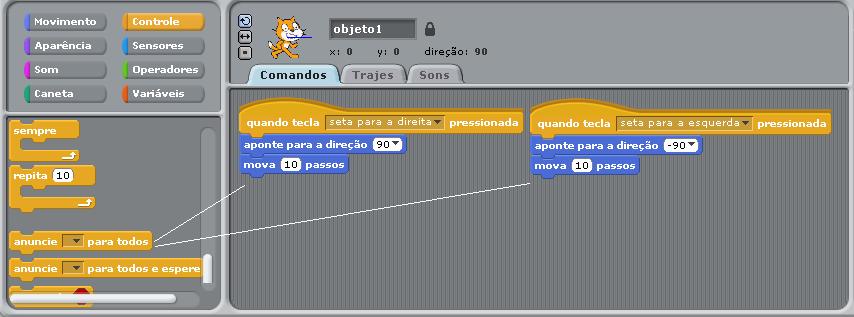 Para testar esse projeto, clique sobre a e depois pressione a tecla espaço do teclado.