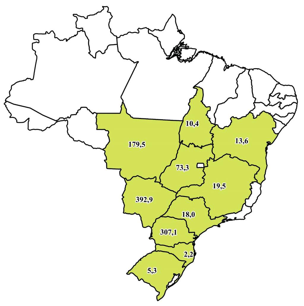 Análise de aspectos econômicos sobre a qualidade de grãos no Brasil 19 Figura 2. Mapa de perdas por grãos avariados no Brasil (em R$ milhões).