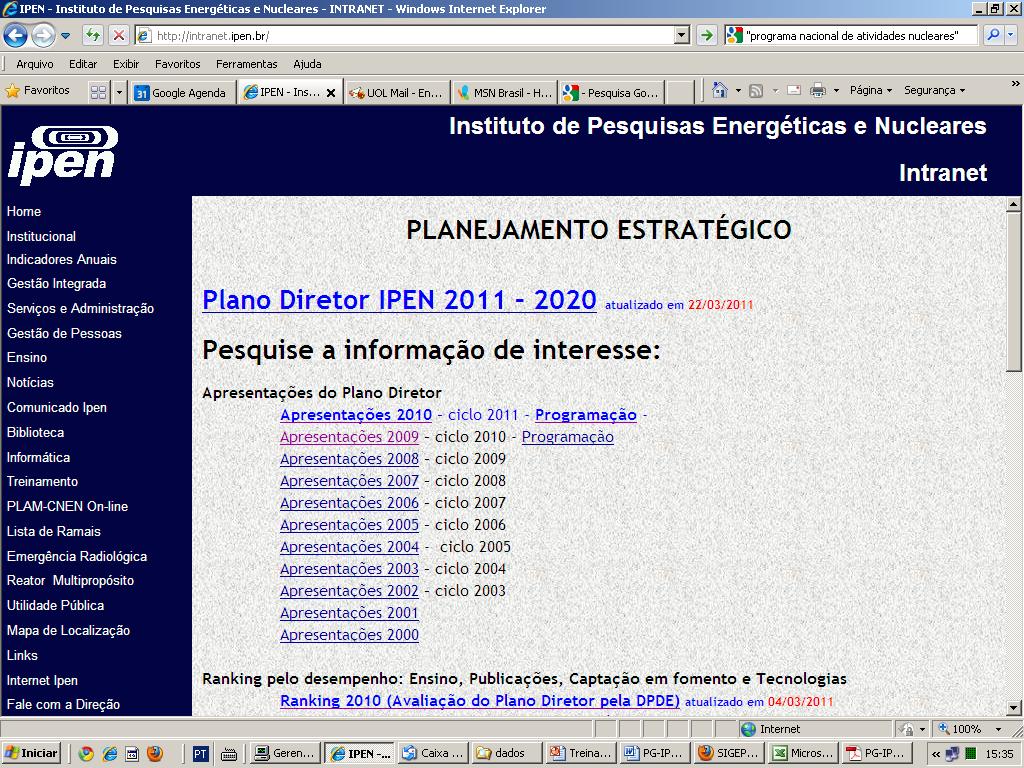 Ensino Plano Diretor (aprovado) PLANEJAMENTO CORPORATIVO (horizonte: 4 anos análise anual) PG-IPN-0104 Objetivos e Objetivos e Metas Táticas, Metas Táticas, Recursos Recursos (proposta) (aprovado)