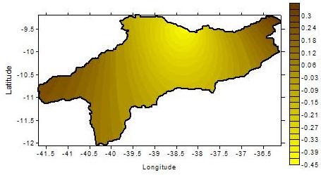 Durante o La Niña tanto na fase negativa (Figura 3c) como positiva (Figura 3d) da ODP, a maior parte do ASF mostra anomalias negativas de precipitação.