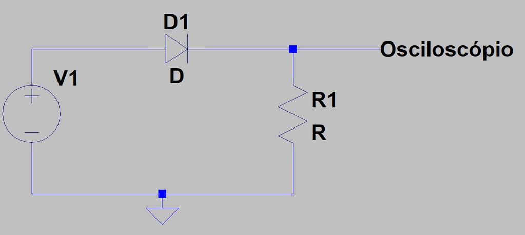 Monte o seguinte circuito num protoboard Meça com um osciloscópio a tensão aplicada pela fonte e a tensão do resistor simultaneamente (Como fazer