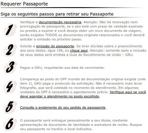 1 Requerer Passaporte Quando se clica sobre o item Requerer Passaporte, tanto no acesso rápido da imagem acima quanto na relação completa de procedimentos relacionados a passaporte, será mostrada uma