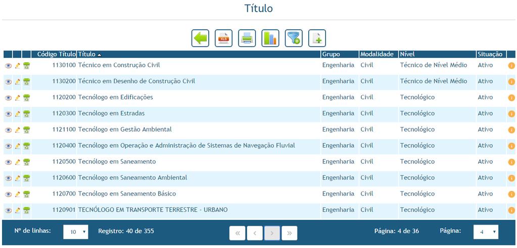 PESQUISA Depois do preencher os filtros desejados, e clicar no