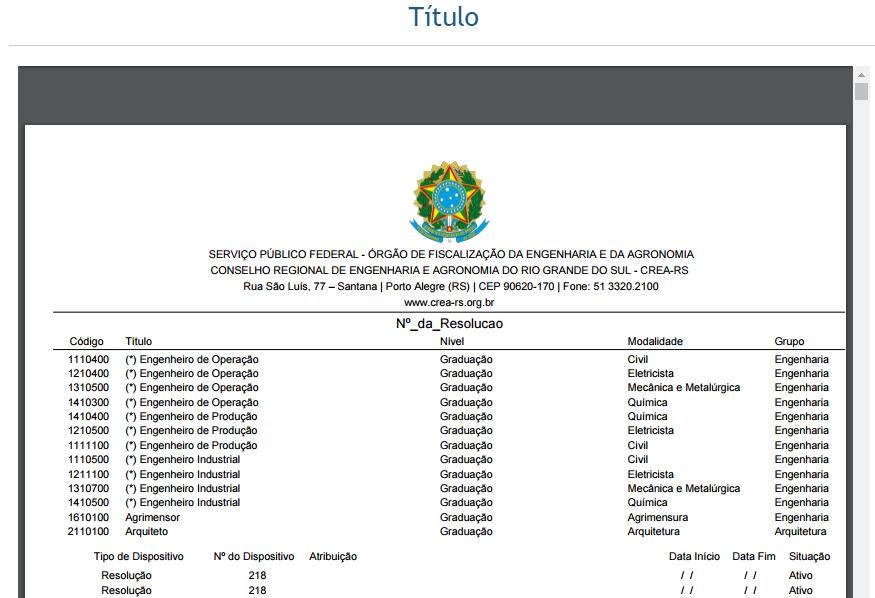 RELATÓRIOS Informados os filtros para pesquisa, o resultado será disponibilizado para consulta ou impressão.