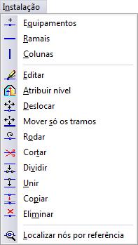 15 2.7. Instalação Fig. 2.17 Equipamentos Permite introduzir diversos equipamentos existentes numa rede de gás. Ramais Permite introduzir tubagens horizontais em planta.