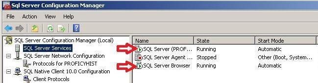 3.3. Selecionar a configuração de Protocols for PROFICYHIST dentro de SQL Server Network