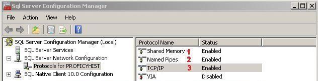 (a) Habilitar o protocolo Shared Memory; (b) Habilitar o protocolo Named Pipes; (c)