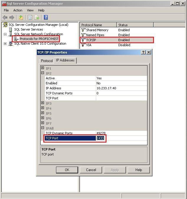 3.5. Selecionar a configuração de Client Protocols dentro de SQL Native Client 10.0 Configuration.