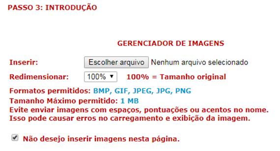 Caso não deseje inserir uma imagem, deixe