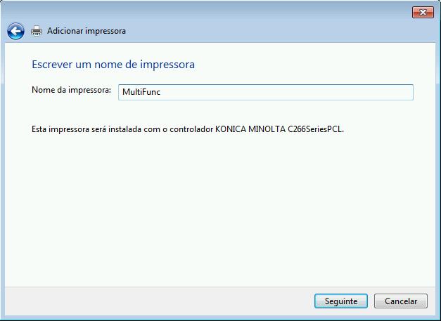 Defina o nome da impressora com MultiFunc e clique em