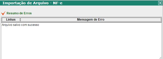 Em caso de importação com sucesso o sistema irá mostrar a mensagem abaixo 6.