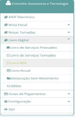 Livro Digital Os livros digitais apresentam todas as informações de notas emitidas e tomadas do contribuinte, exibindo-as de acordo com sua competência e permitindo a visualização do valor total de