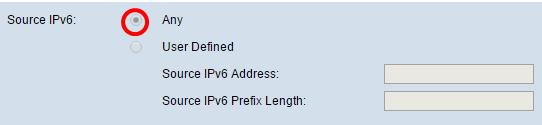 do endereço e da fonte do IPv6 da fonte nos campos do comprimento de prefixo do IPv6 do endereço e da fonte do IPv6 da fonte. Etapa 5.