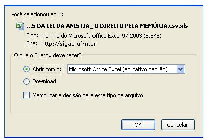 10 Para realizar a exportação de informações de contato dos participantes, clique no ícone. A caixa de diálogo a seguir será retornada solicitando a confirmação da ação.