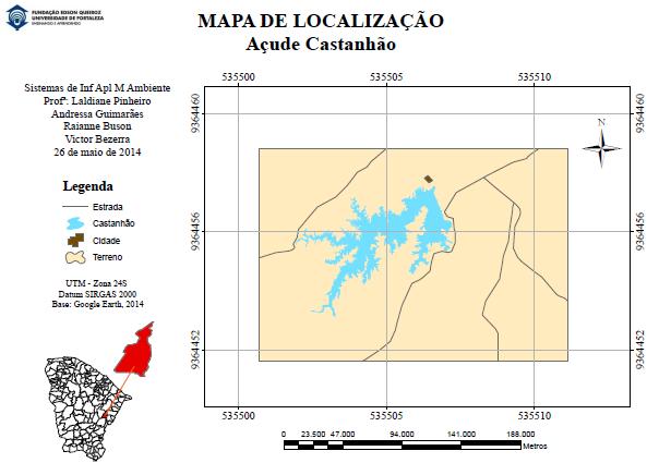 Figura 1: Mapa de Localização do Açude Castanhão-Ce. Fonte: Arquivo pessoal, 2014. A piscicultura é uma modalidade da aquicultura que consiste na criação de peixes em ambientes artificiais.