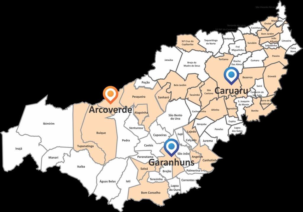 Agreste Municípios Atendidos até Junho/2016: 29 Total de municípios: 74 Meta de atendimento: 44 Dezembro