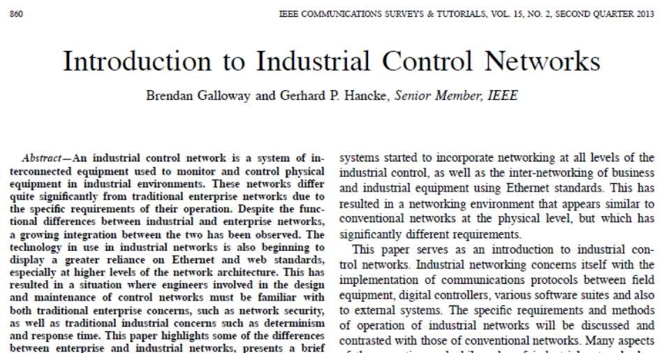 Referências Introdução às Redes Industriais Parte 01 Barramentos Industriais Referência principal 2 Seções Seções 1. Introdução 2. Redes Industriais A.