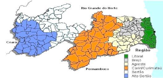 20 De acordo com Silva, Brito e Costa. (2004), o Estado da Paraíba é caracterizado pela divisão em duas grandes áreas com períodos chuvosos diferentes.