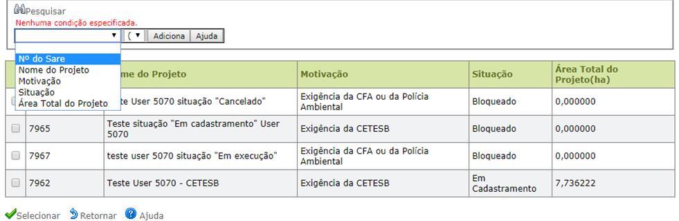 e Adequação Ambiental de imóveis rurais 18 Figura 17 Mapa do compromisso TCRA com a opção Sim selecionada à pergunta Existe projeto cadastrado no