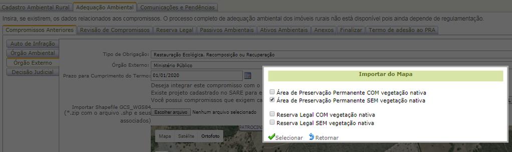 e Adequação Ambiental de imóveis rurais 27 disponível na aba Mapa e importe o mesmo, assim o desenho desta feição será idêntica nos dois locais.