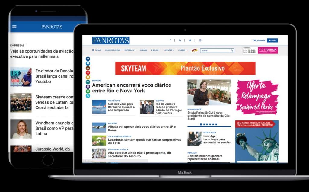 Portal PANROTAS AUDIÊNCIA DESKTOP + 102 mil usuários mensais MOBILE e