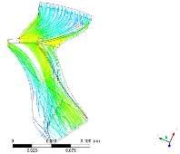 c) d) Figura 9: Contornos de pressão estática no plano meridional para o sistema injetor e rotor.