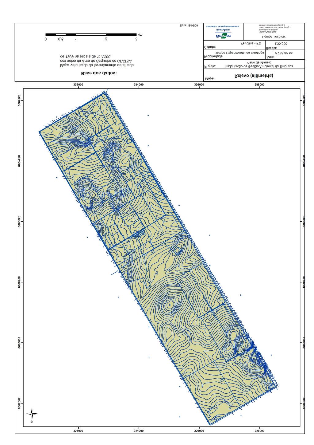 320 Campo experimental da Caatinga da Embrapa Semi-Árido a Fig. 1. Mapa das curvas de nível (a) e modelo digital do terreno (b).