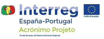 Neste caso o logo do projeto deverá combinar com o logo do Programa, colocando-se à direita do logo Interreg (exemplo 1) ou abaixo do mesmo (exemplo 2).