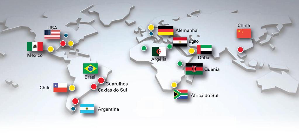 Nossa Empresa Estrutura Operacional Parques Industriais Escritórios Internacionais Unidades Industriais Terceirizadas Centros de Distribuição USA Randon (Miami/Flórida) e Fras-le (Farmington Hills