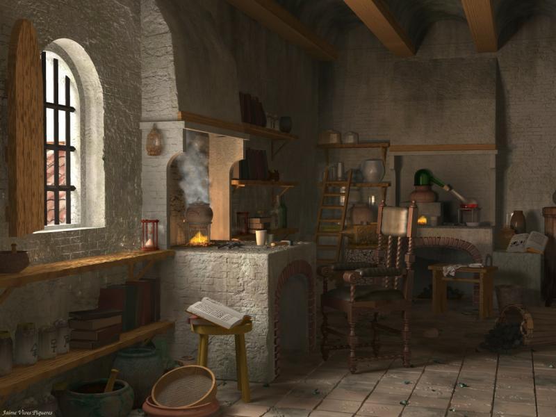 Exemplos de obras com POVRAY: "Alchemists Laboratory"