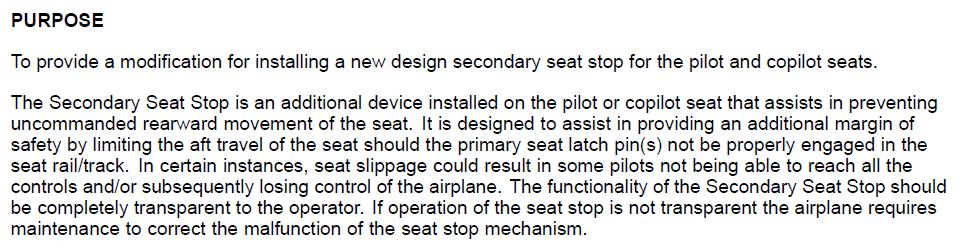 Figura 6 - Propósito do batente secundário (secondary seat stop) - SEB07-5 Rev 6 Durante a análise investigativa, foi