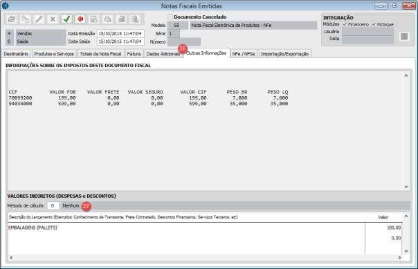 [26] Clique na aba Outras Informações, nela teremos um resumo dos valores da nota.