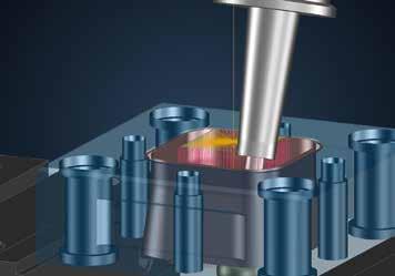 Maquinações a 2,5 eixos (múltiplos eixos) A ferramenta pode ser facilmente posicionada independentemente do número de níveis de maquinação de geometrias regulares 2,5D.