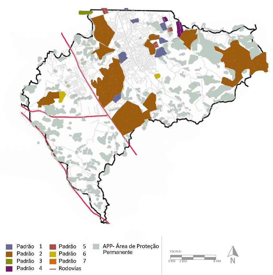 Áreas verdes em Valinhos (fonte: Autores, 2016, com base em mapa da Prefeitura