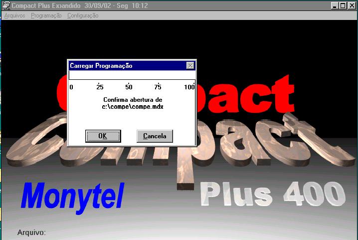 Monytel Carregar A operação Carregar é empregada para colocar na memória do microcomputdor os dados relativos à programação contida no arquivo de programação da central.