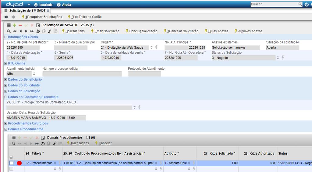 Visualizar motivo de Críticas e Pendências (atualizado) Quando as guias estiverem Pendentes ou Negadas, é possível verificar o motivo deste status.