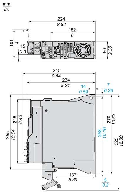 U07M3C 1,0 (2,2) ATV320U06M2C, U07M2C 1,10 (2,42) Tamanho do Quadro 2B